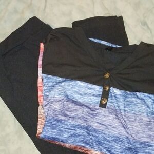 SHEIN Black and Blue Track Pants & Joggers